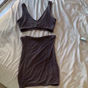 Oh Polly Dark Brown Mini Skirt Set